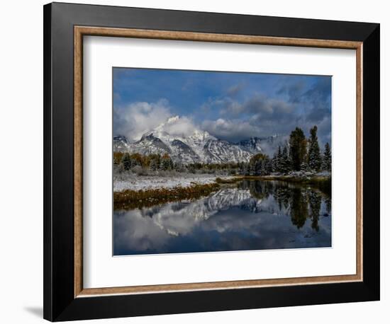 USA, Wyoming. Fall snow and reflection of Teton mountains, Grand Teton National Park-Howie Garber-Framed Photographic Print