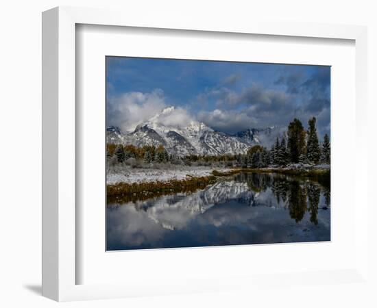 USA, Wyoming. Fall snow and reflection of Teton mountains, Grand Teton National Park-Howie Garber-Framed Photographic Print