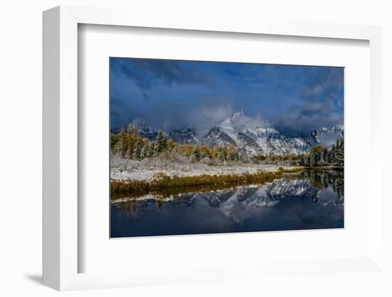 USA, Wyoming. Fall snow and reflection of Teton mountains, Grand Teton National Park-Howie Garber-Framed Photographic Print