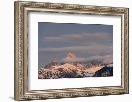 USA, Wyoming. Grand Teton and clouds from west side of Tetons-Howie Garber-Framed Photographic Print