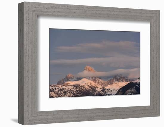 USA, Wyoming. Grand Teton and clouds from west side of Tetons-Howie Garber-Framed Photographic Print