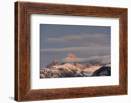 USA, Wyoming. Grand Teton and clouds from west side of Tetons-Howie Garber-Framed Photographic Print