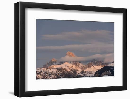 USA, Wyoming. Grand Teton and clouds from west side of Tetons-Howie Garber-Framed Photographic Print