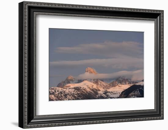 USA, Wyoming. Grand Teton and clouds from west side of Tetons-Howie Garber-Framed Photographic Print