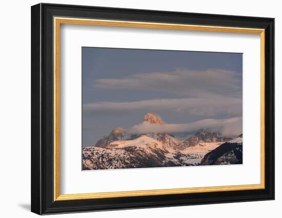 USA, Wyoming. Grand Teton and clouds from west side of Tetons-Howie Garber-Framed Photographic Print