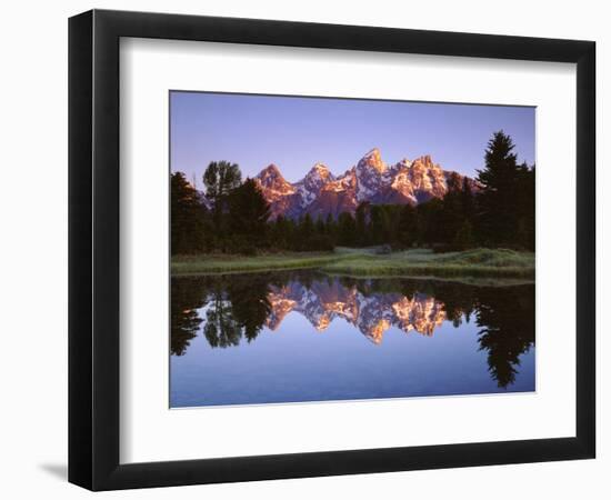 USA, Wyoming, Grand Teton Grand Tetons Reflect in Snake River-Jaynes Gallery-Framed Photographic Print