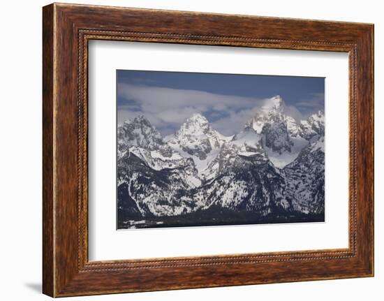 USA, Wyoming, Grand Teton National Park. Clouds over mountains after spring snowstorm.-Jaynes Gallery-Framed Photographic Print