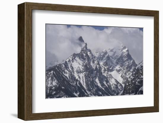 USA, Wyoming, Grand Teton National Park. Clouds over mountains during spring snowstorm.-Jaynes Gallery-Framed Photographic Print