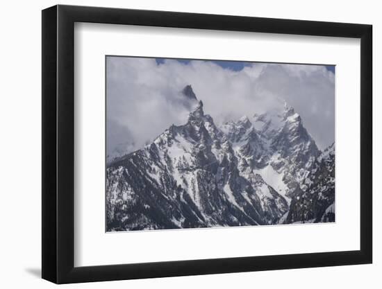 USA, Wyoming, Grand Teton National Park. Clouds over mountains during spring snowstorm.-Jaynes Gallery-Framed Photographic Print