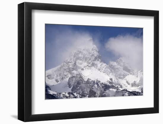 USA, Wyoming, Grand Teton National Park. Clouds over mountains during spring snowstorm.-Jaynes Gallery-Framed Photographic Print