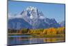 USA, Wyoming. Grand Teton National Park, fresh snowfall covers Mt. Moran on an autumn morning.-Elizabeth Boehm-Mounted Photographic Print