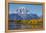 USA, Wyoming. Grand Teton National Park, fresh snowfall covers Mt. Moran on an autumn morning.-Elizabeth Boehm-Framed Premier Image Canvas