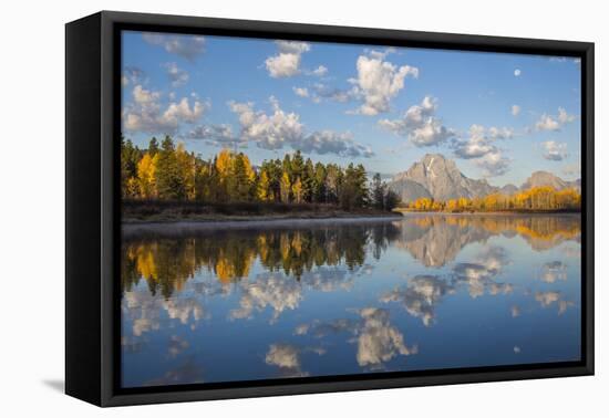 USA, Wyoming, Grand Teton National Park, Mt. Moran along the Snake River in autumn.-Elizabeth Boehm-Framed Premier Image Canvas