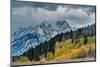 USA, Wyoming. Landscape of fall Aspen Trees and fall snow on mountain, Grand Teton National Park-Howie Garber-Mounted Photographic Print