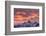 USA, Wyoming. Orange sunset and landscape of Table, Grand and Middle Teton and Mt. Owen.-Howie Garber-Framed Photographic Print