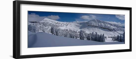 USA, Wyoming. Panoramic of Peaked Mountain and Mary's Nipple, Grand Targhee Resort with new snow.-Howie Garber-Framed Photographic Print