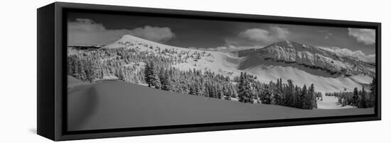 USA, Wyoming. Panoramic of Peaked Mountain and Mary's Nipple, Grand Targhee Resort with new snow.-Howie Garber-Framed Premier Image Canvas