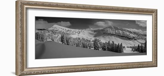 USA, Wyoming. Panoramic of Peaked Mountain and Mary's Nipple, Grand Targhee Resort with new snow.-Howie Garber-Framed Photographic Print