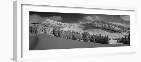 USA, Wyoming. Panoramic of Peaked Mountain and Mary's Nipple, Grand Targhee Resort with new snow.-Howie Garber-Framed Photographic Print