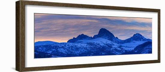 USA, Wyoming. Panoramic sunset of Grand Teton and clouds from west side of Tetons-Howie Garber-Framed Photographic Print