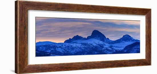 USA, Wyoming. Panoramic sunset of Grand Teton and clouds from west side of Tetons-Howie Garber-Framed Photographic Print