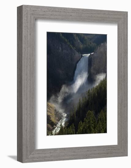 USA, Wyoming. Shadows and mist at Lower Yellowstone Falls, Yellowstone National Park.-Judith Zimmerman-Framed Photographic Print