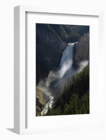 USA, Wyoming. Shadows and mist at Lower Yellowstone Falls, Yellowstone National Park.-Judith Zimmerman-Framed Photographic Print