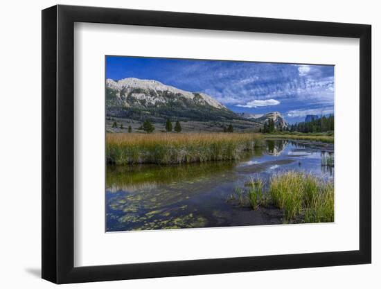 USA, Wyoming. White Rock Mountain and Squaretop Peak above Green River wetland-Howie Garber-Framed Photographic Print