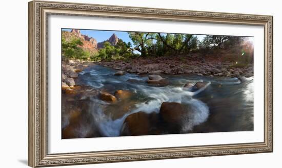 USA, Zion National Park, Panorama, Watchman and Virgin River-Catharina Lux-Framed Photographic Print