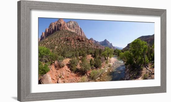 USA, Zion National Park, Panorama, Watchman and Virgin River-Catharina Lux-Framed Photographic Print