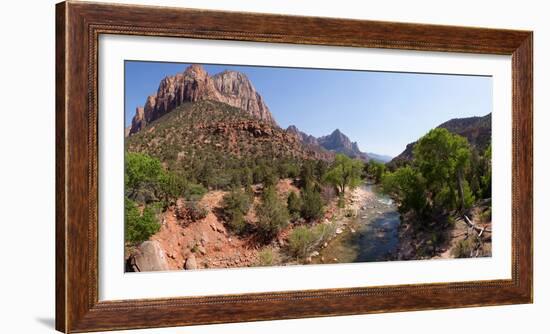 USA, Zion National Park, Panorama, Watchman and Virgin River-Catharina Lux-Framed Photographic Print