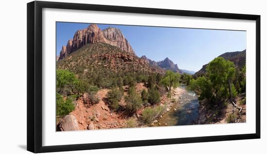 USA, Zion National Park, Panorama, Watchman and Virgin River-Catharina Lux-Framed Photographic Print