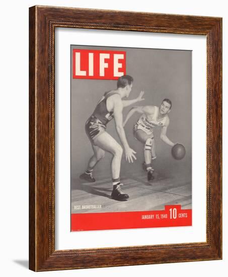 USC Basketball Player Ralph Vaughn Dribbling Past Teammate Tom McGarvin, January 15, 1940-David Scherman-Framed Photographic Print