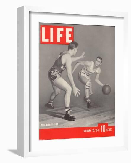 USC Basketball Player Ralph Vaughn Dribbling Past Teammate Tom McGarvin, January 15, 1940-David Scherman-Framed Photographic Print