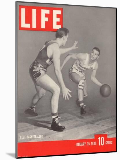 USC Basketball Player Ralph Vaughn Dribbling Past Teammate Tom McGarvin, January 15, 1940-David Scherman-Mounted Photographic Print