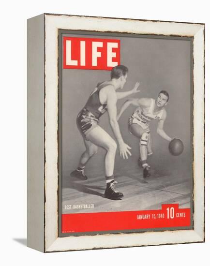 USC Basketball Player Ralph Vaughn Dribbling Past Teammate Tom McGarvin, January 15, 1940-David Scherman-Framed Premier Image Canvas