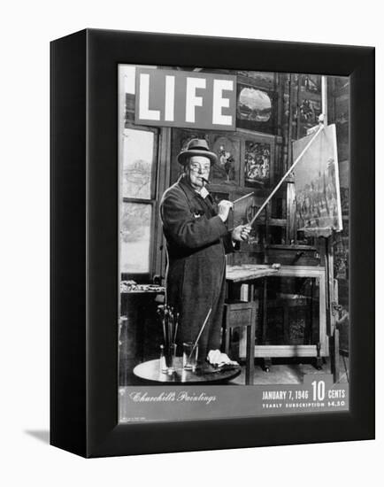 Used Life Cover 1-7-1946 of England's Prime Minister Winston Churchill Painting a Picture-null-Framed Premier Image Canvas