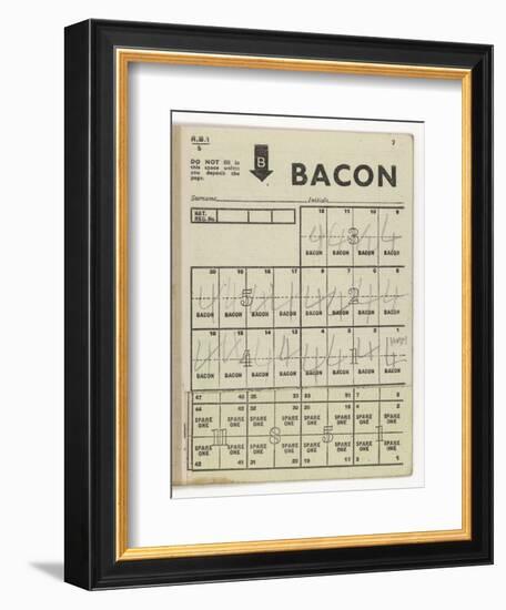 Used Page of Bacon Coupons from a Ration Book-null-Framed Art Print