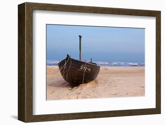 Usedom, Baltic Sea Beach, Fishing Boat-Catharina Lux-Framed Photographic Print