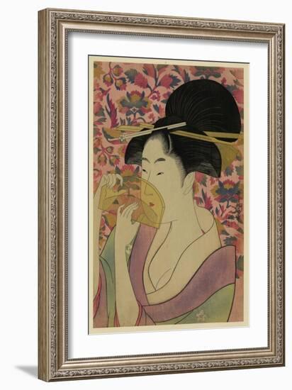 Using a Comb Like a Fan-Kitagawa Utamaro-Framed Art Print