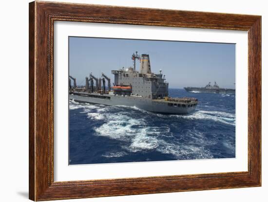 USNS Patuxent Conducts a Replenishment at Sea with USS Kearsarge-null-Framed Photographic Print