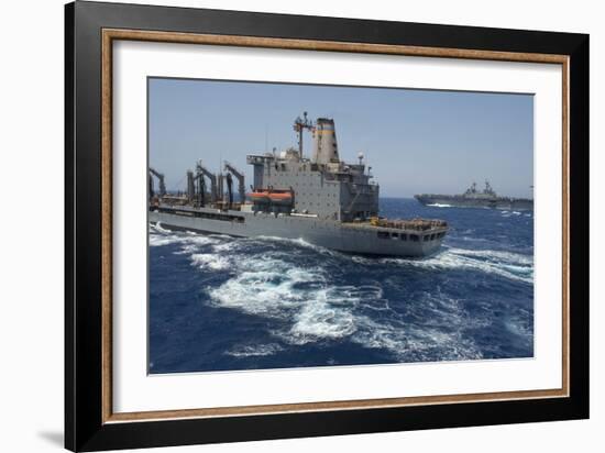 USNS Patuxent Conducts a Replenishment at Sea with USS Kearsarge-null-Framed Photographic Print