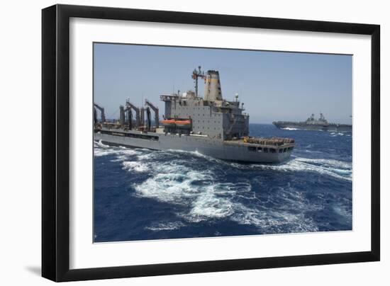 USNS Patuxent Conducts a Replenishment at Sea with USS Kearsarge-null-Framed Photographic Print