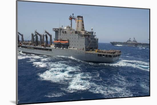 USNS Patuxent Conducts a Replenishment at Sea with USS Kearsarge-null-Mounted Photographic Print