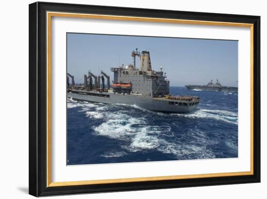 USNS Patuxent Conducts a Replenishment at Sea with USS Kearsarge-null-Framed Photographic Print