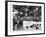 USO Chorus Girls Doing High-Kicks in Swimsuits During Impromptu Song and Dance on Beach-Peter Stackpole-Framed Premium Photographic Print