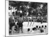 USO Chorus Girls Doing High-Kicks in Swimsuits During Impromptu Song and Dance on Beach-Peter Stackpole-Mounted Premium Photographic Print