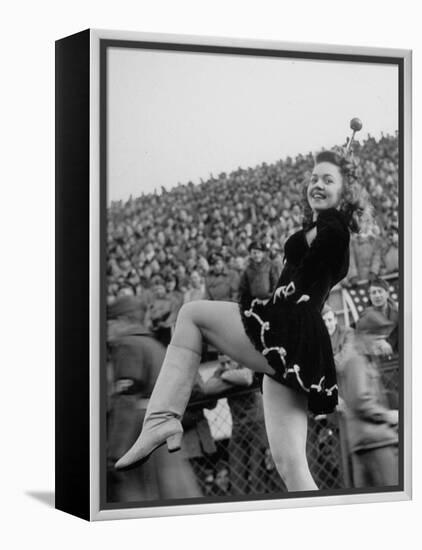 USO Drum Majorette Peggy Jean Roan, Berta Stadium Football Game, 5th Army vs. 12th Air Force-Margaret Bourke-White-Framed Premier Image Canvas