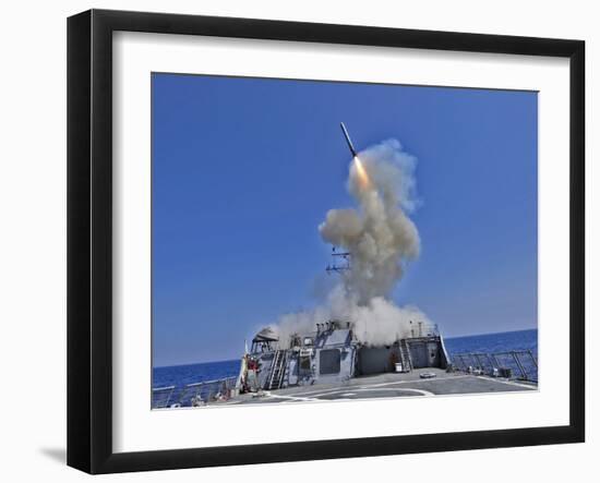 USS Barry Launches a Tomahawk Cruise Missile-Stocktrek Images-Framed Photographic Print