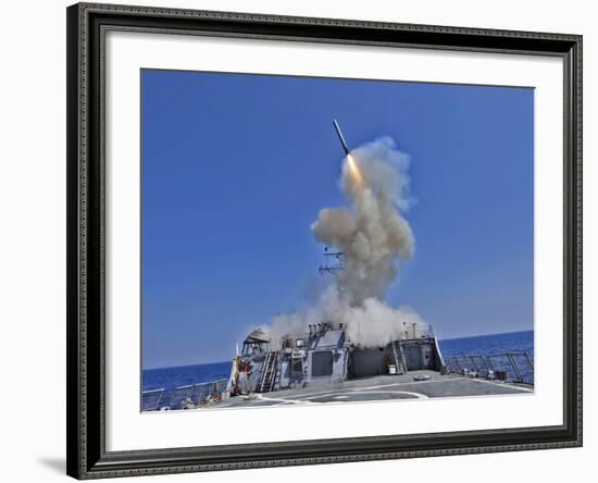 USS Barry Launches a Tomahawk Cruise Missile-Stocktrek Images-Framed Photographic Print